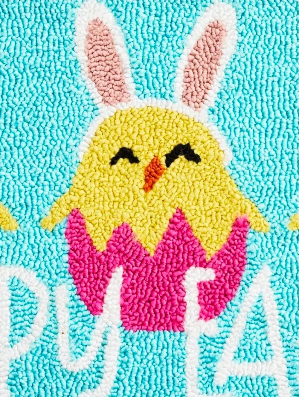 New Hoppy Easter Chicks Hook Accent Rug, 18x30, Home decor, blue, pink, yellow